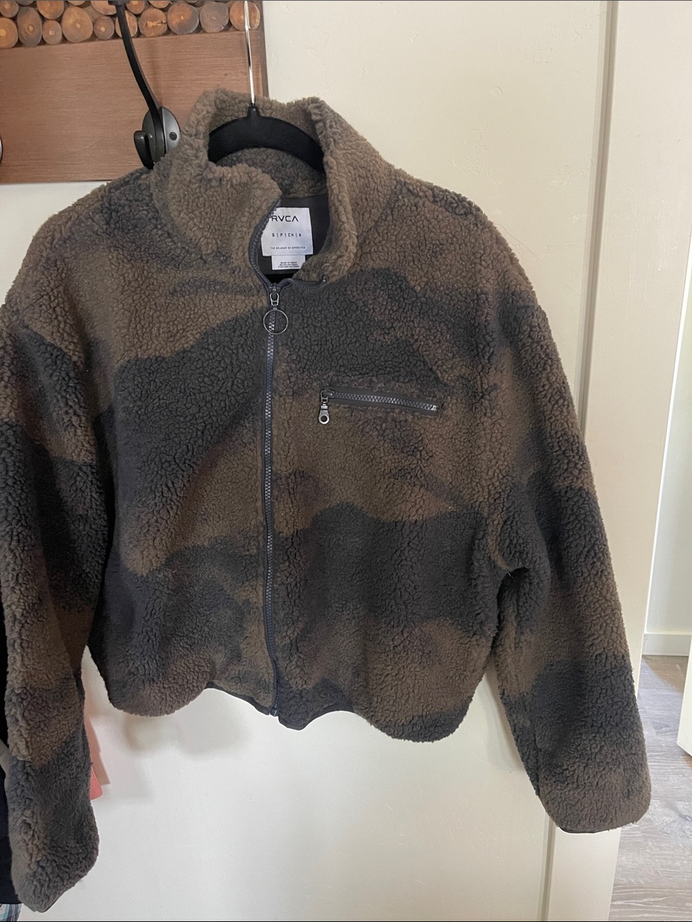 RVCA Kids Brown & Black Sherpa Zip-Up Jacket